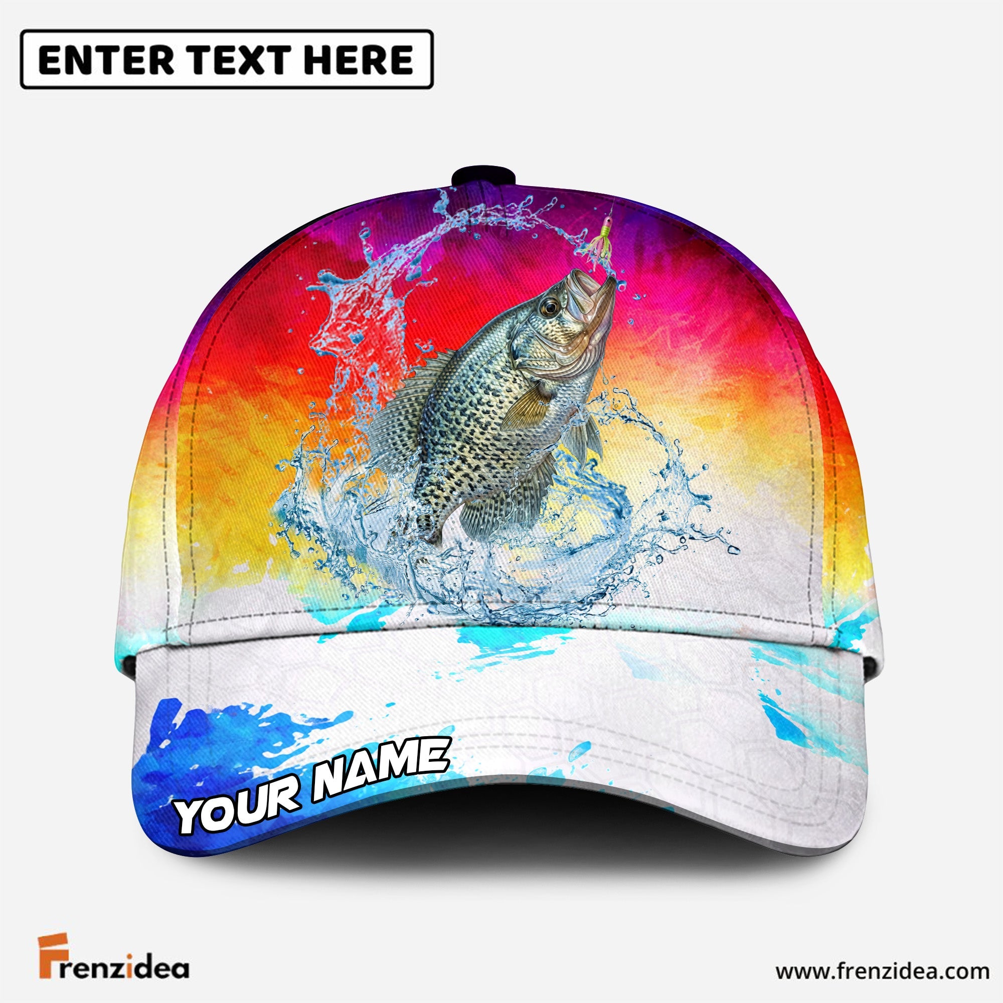 (12 Breeds) Frenzidea Vibrant Watercolor Sunset Fishing Customized Name 3D Cap