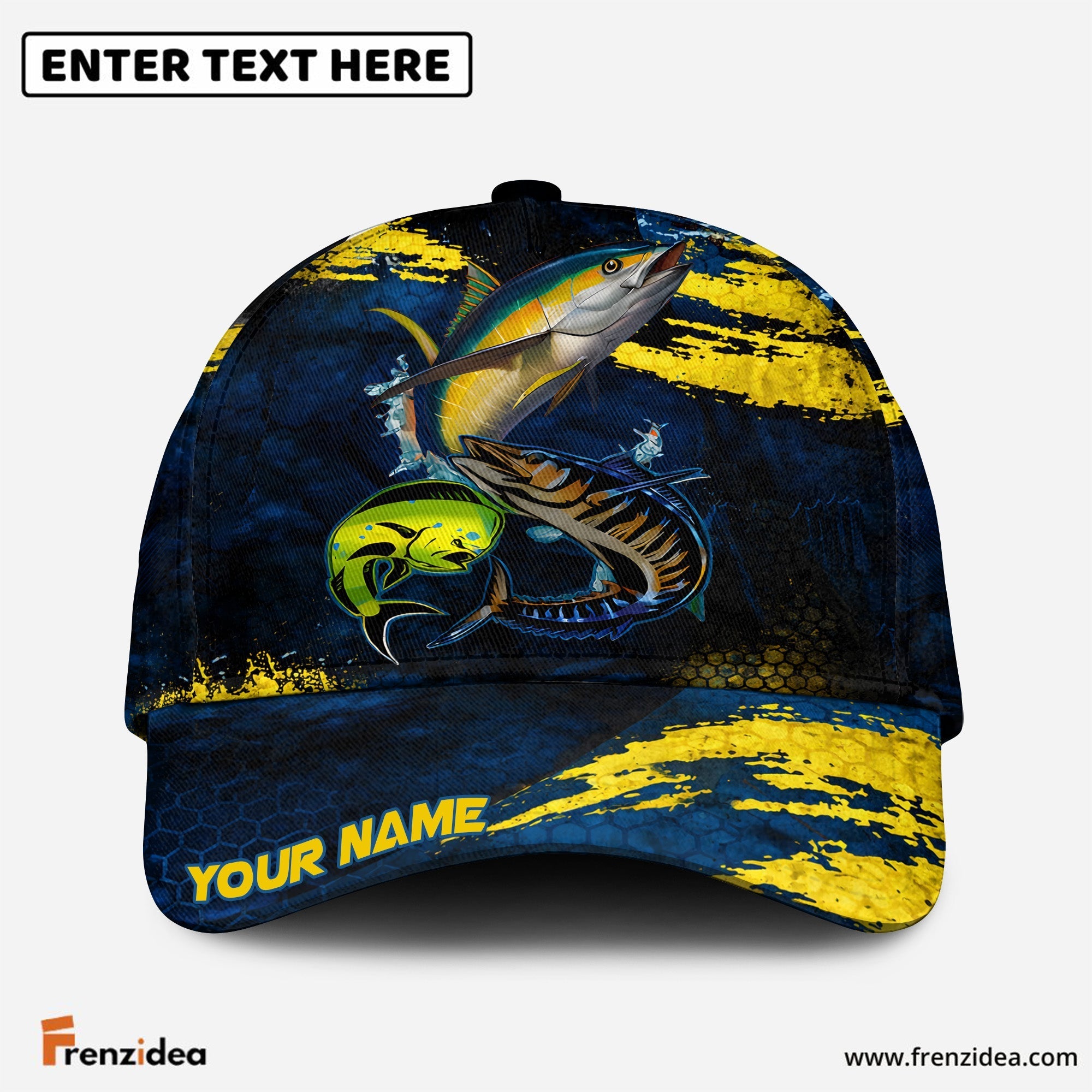 Frenzidea Vivid Deep Sea Fishing Customized Name 3D Cap