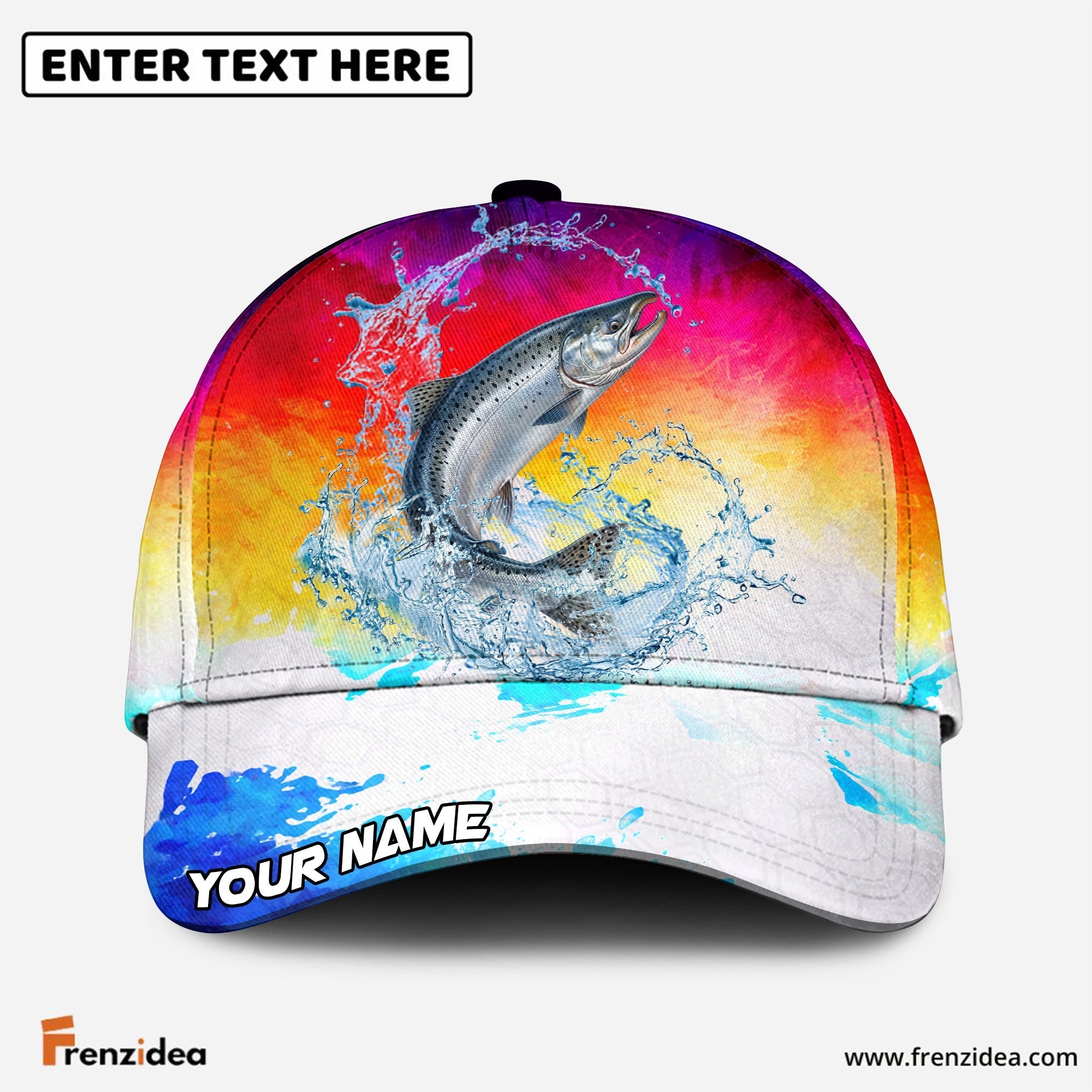 (12 Breeds) Frenzidea Vibrant Sunset Fishing Customized Name 3D Cap
