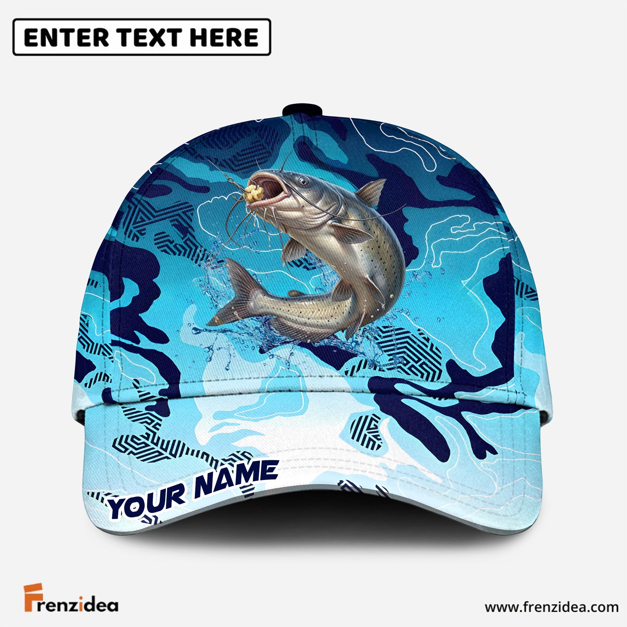 (12 Breeds) Frenzidea Fishing Deep Blue Predator Customized Name 3D Cap