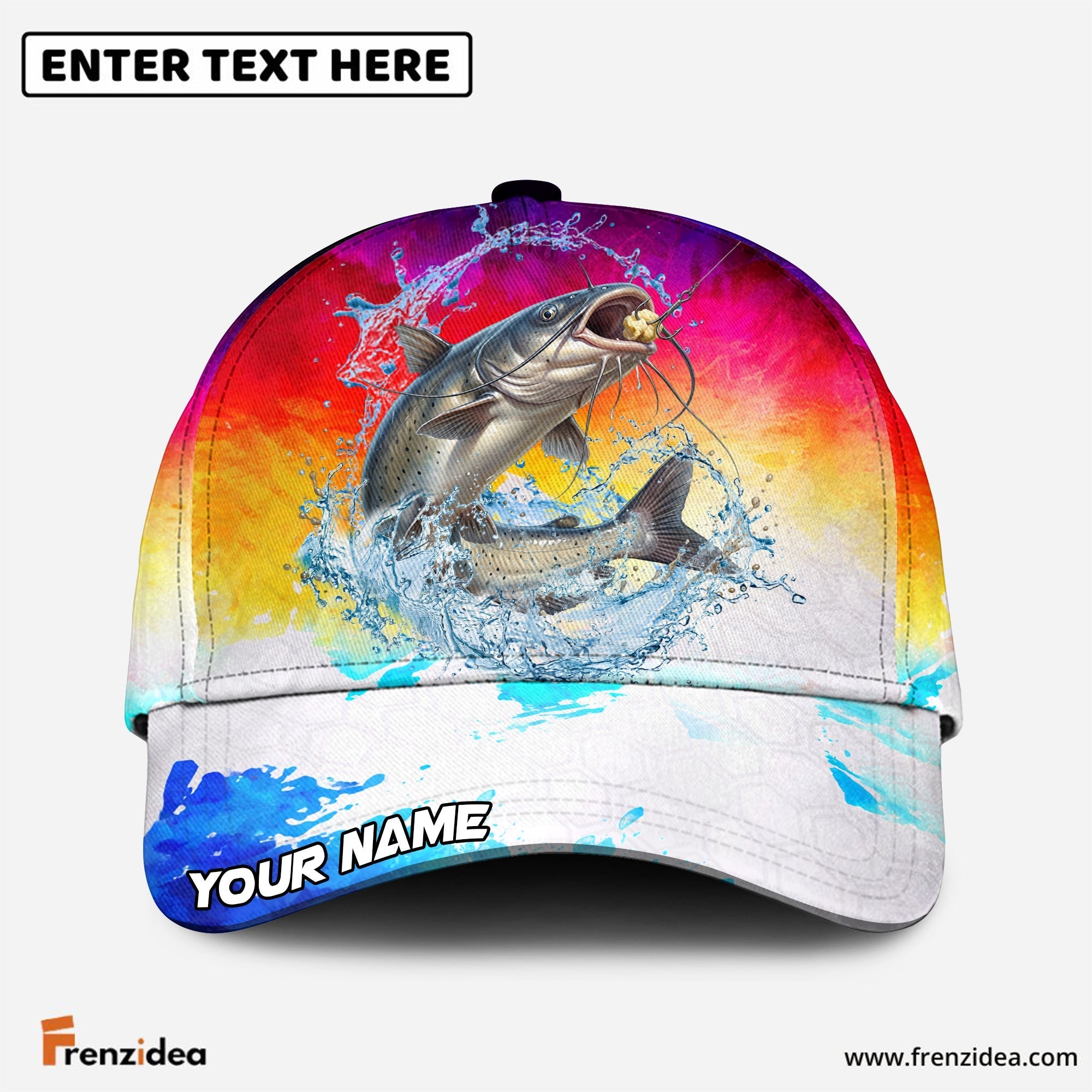 (12 Breeds) Frenzidea Vibrant Sunset Fishing Customized Name 3D Cap