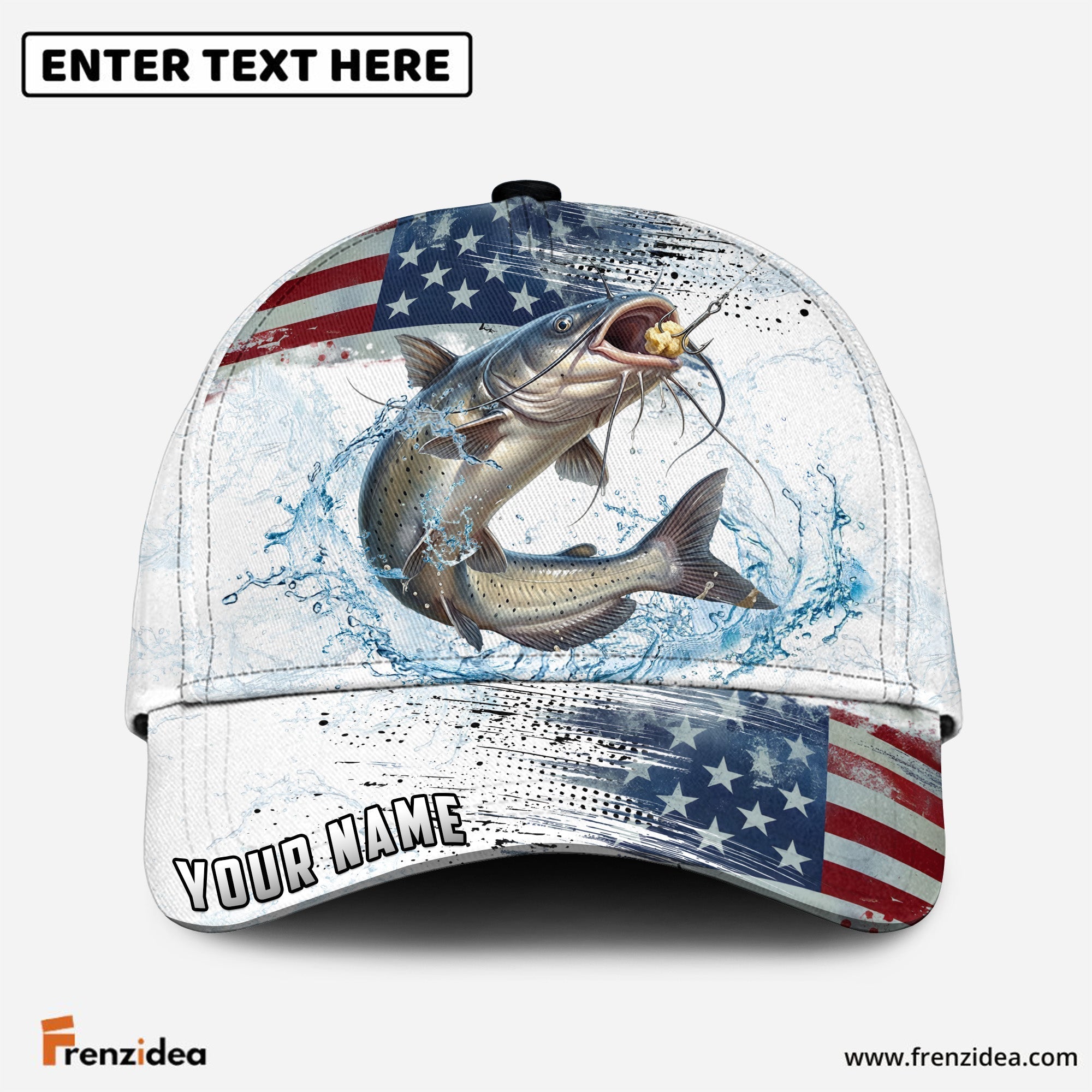 (12 Breeds) Frenzidea Patriot Fishing Hunter Customized Name 3D Cap
