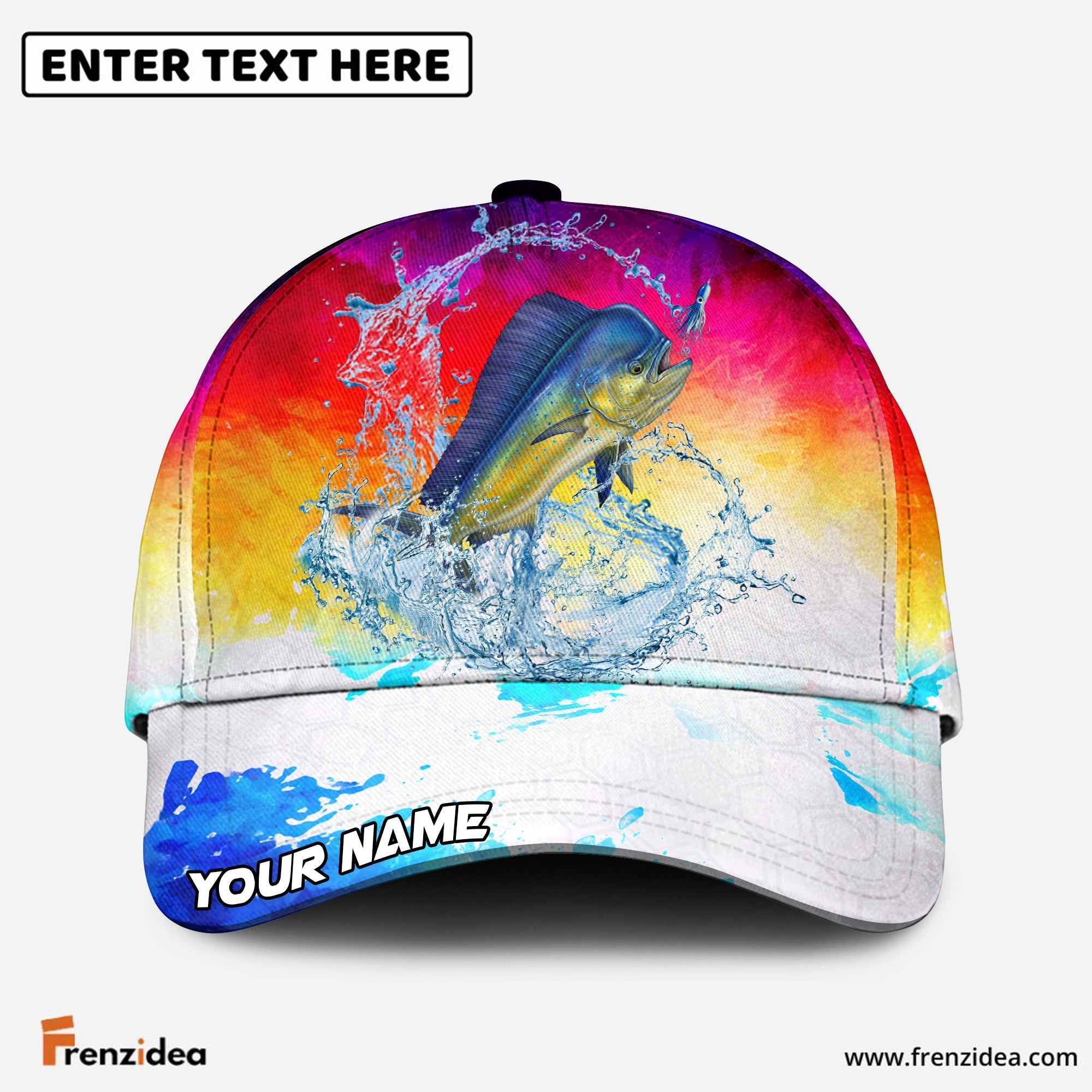 (12 Breeds) Frenzidea Vibrant Watercolor Sunset Fishing Customized Name 3D Cap