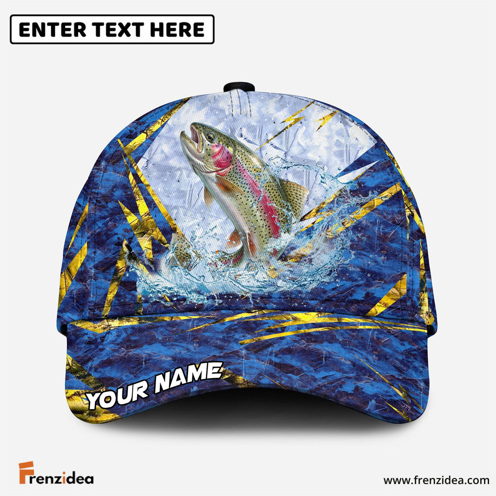 (12 Breeds) Frenzidea Frosty Blue Marble Fishing Customized Name 3D Cap