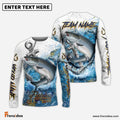 Frenzidea Salmon Fishing Anchor Ocean Splash Design Name & Team Name 3D Shirts