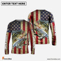 Frenzidea Bass Fishing USA Flag Custom Fishing Shirt
