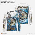 Frenzidea Musky Fishing Anchor Ocean Splash Design Name & Team Name 3D Shirts