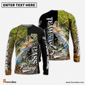 Frenzidea Bass Fishing Jungle Camo Custom Name & Team Name 3D Shirts