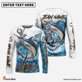 Frenzidea Marlin Fishing Anchor Ocean Splash Design Name & Team Name 3D Shirts