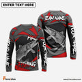 Frenzidea Pike Fishing Red Gray Spinning Pattern Custom Name & Team Name 3D Shirts