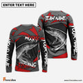 Frenzidea Musky Fishing Red Gray Spinning Pattern Custom Name & Team Name 3D Shirts