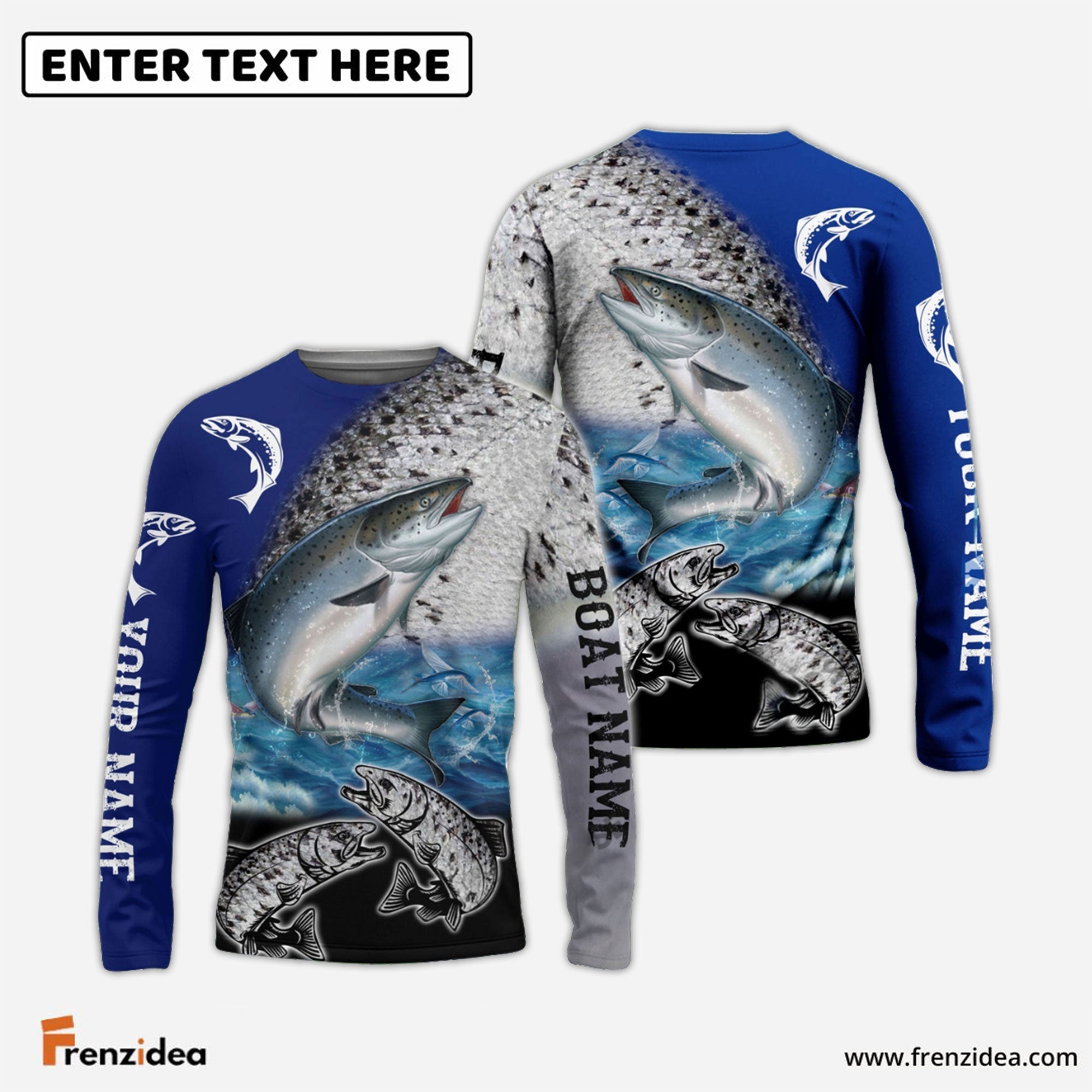 Frenzidea Chinook Salmon Fishing Customize Name, Boat Name 3D Shirts