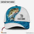 Frenzidea Custom Name Bass Fishing Blue Water Cap