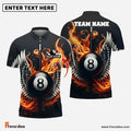Frenzidea Billiards Flaming Wings 8-Ball Personalized Name Shirt (4 Colors)