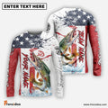 Frenzidea Pike Fishing American Flag Red Blue Seawave Custom Name & Team Name 3D Shirts