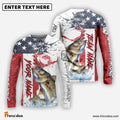 Frenzidea Walleye Fishing American Flag Red Blue Seawave Custom Name & Team Name 3D Shirts