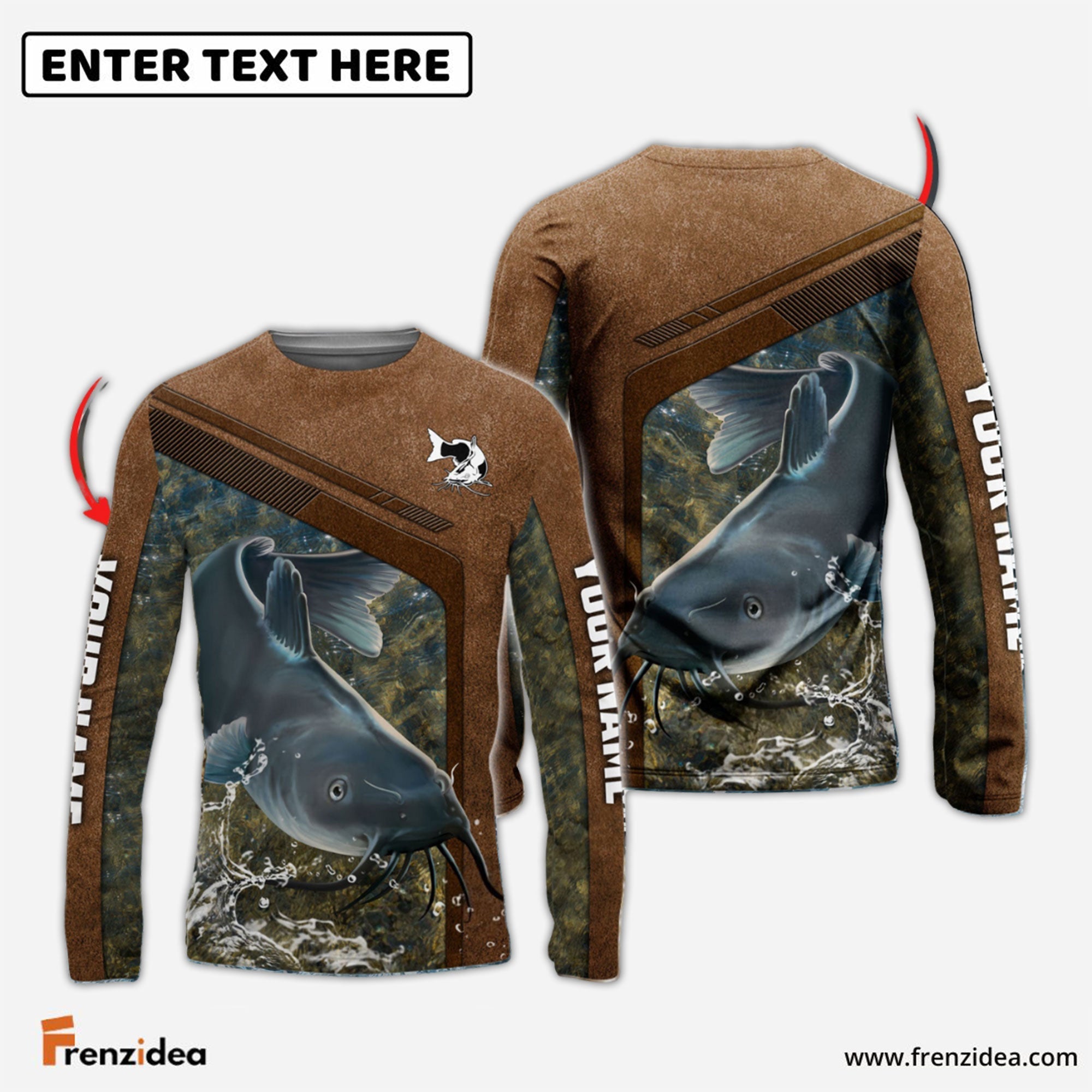 Frenzidea Catfish Fishing Leather Pattern Personalized Shirt