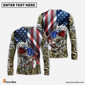 Frenzidea American Flag Patriotic Largemouth Bass Camo Fishing Custom Name 3D Shirts