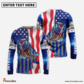 Frenzidea Bass Fishing American Flag Patriotic Custom Name 3D Shirts