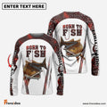 Frenzidea "Born To Fish" Redfish Fishing Red Camo Custom Name   Long Sleeve Fishing Shirts