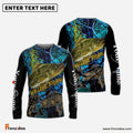 Frenzidea Blue Camo Walleye Fishing Custom   Long Sleeve Fishing Shirts