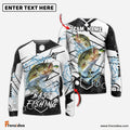 Frenzidea Bass Fishing White Gray Black Hexagon Sport Custom Name & Team Name 3D Shirts