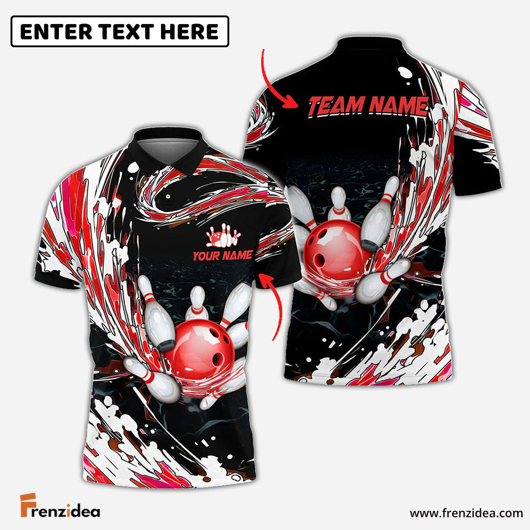 Frenzidea Personalized Name Waves Bowling And Pins Multicolor 3D Shirt
