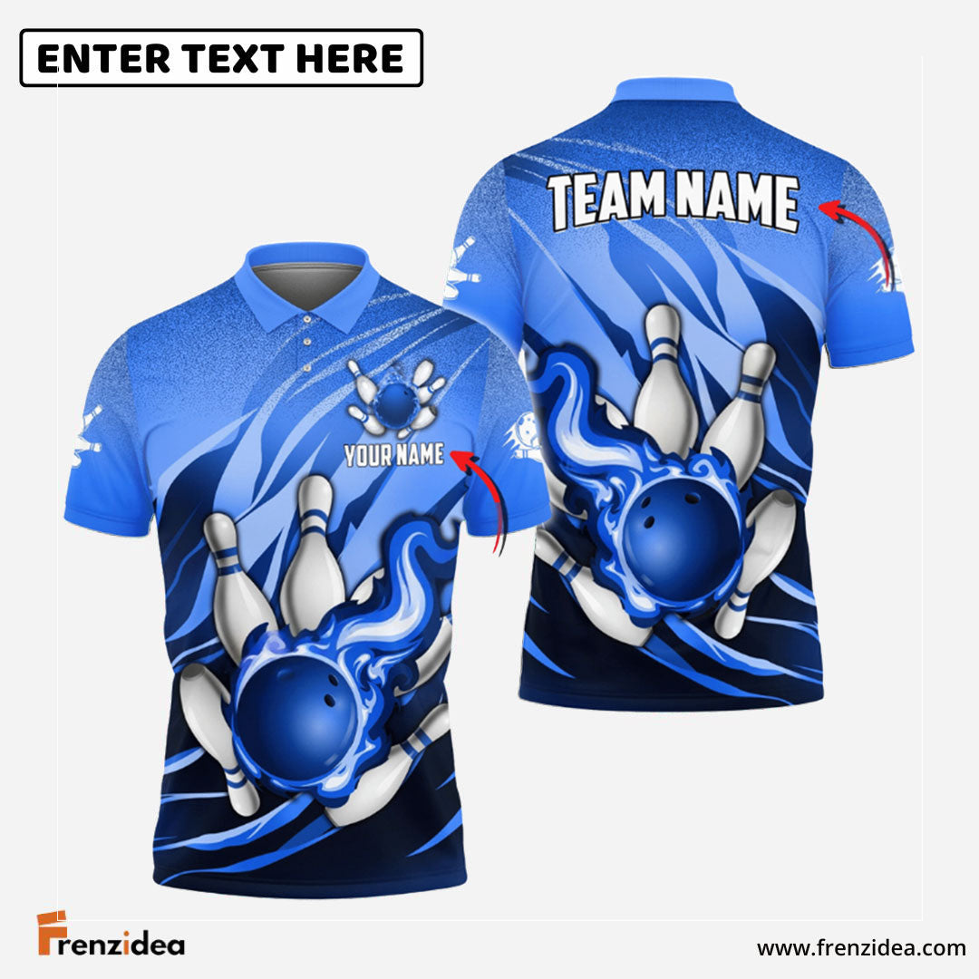 Frenzidea Bowling And Pins Fire Storm Customized Name 3D Shirt ( 6 Colors)