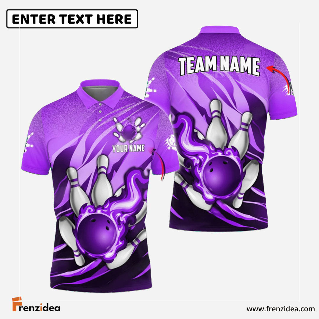 Frenzidea Bowling And Pins Fire Storm Customized Name 3D Shirt ( 6 Colors)
