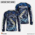 Frenzidea Marlin Fishing Dark Blue Camouflage Custom Name & Team Name 3D Shirts