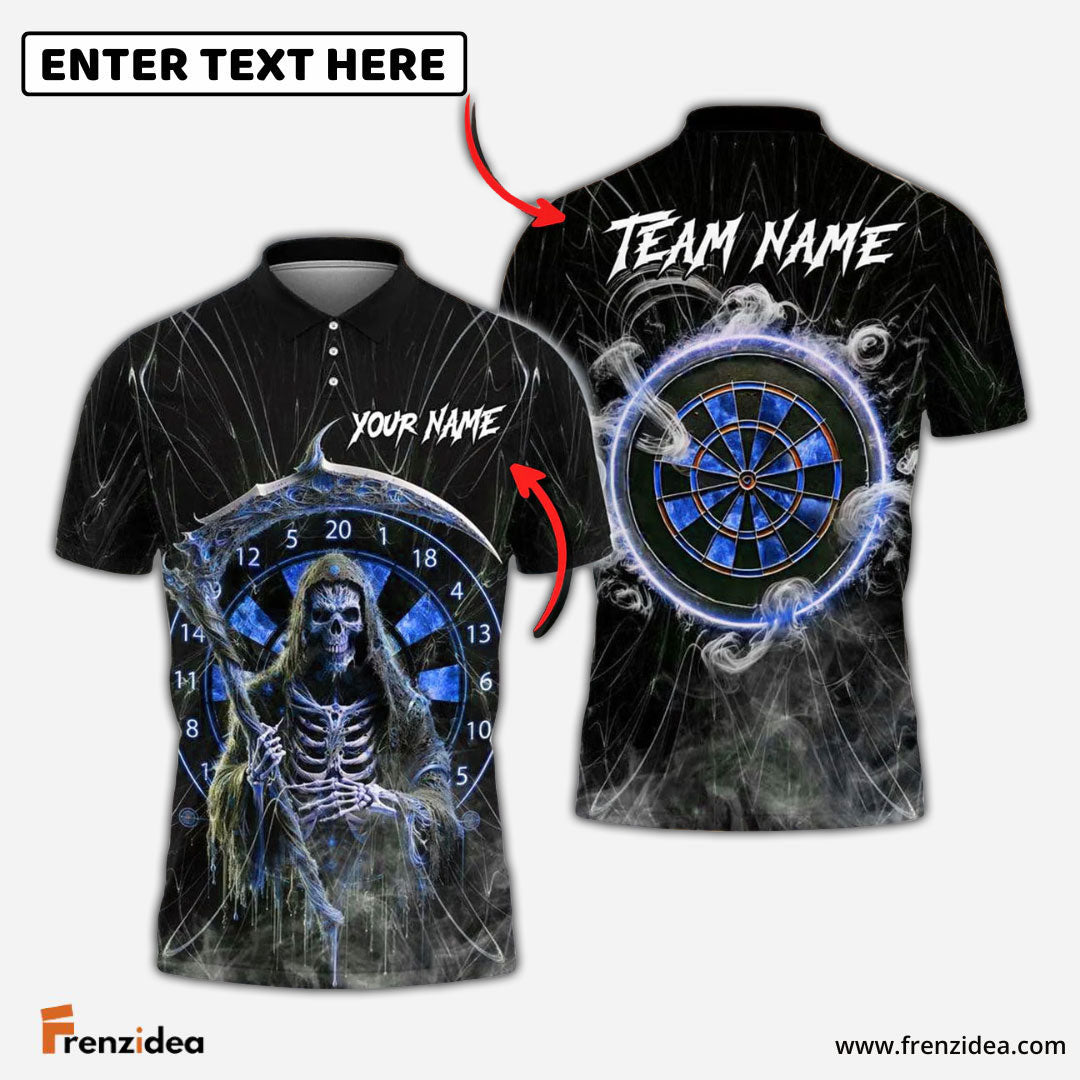 Frenzidea Darts Grim Reaper Smoke Personalized Name, Team Name Shirt (4 Colors)
