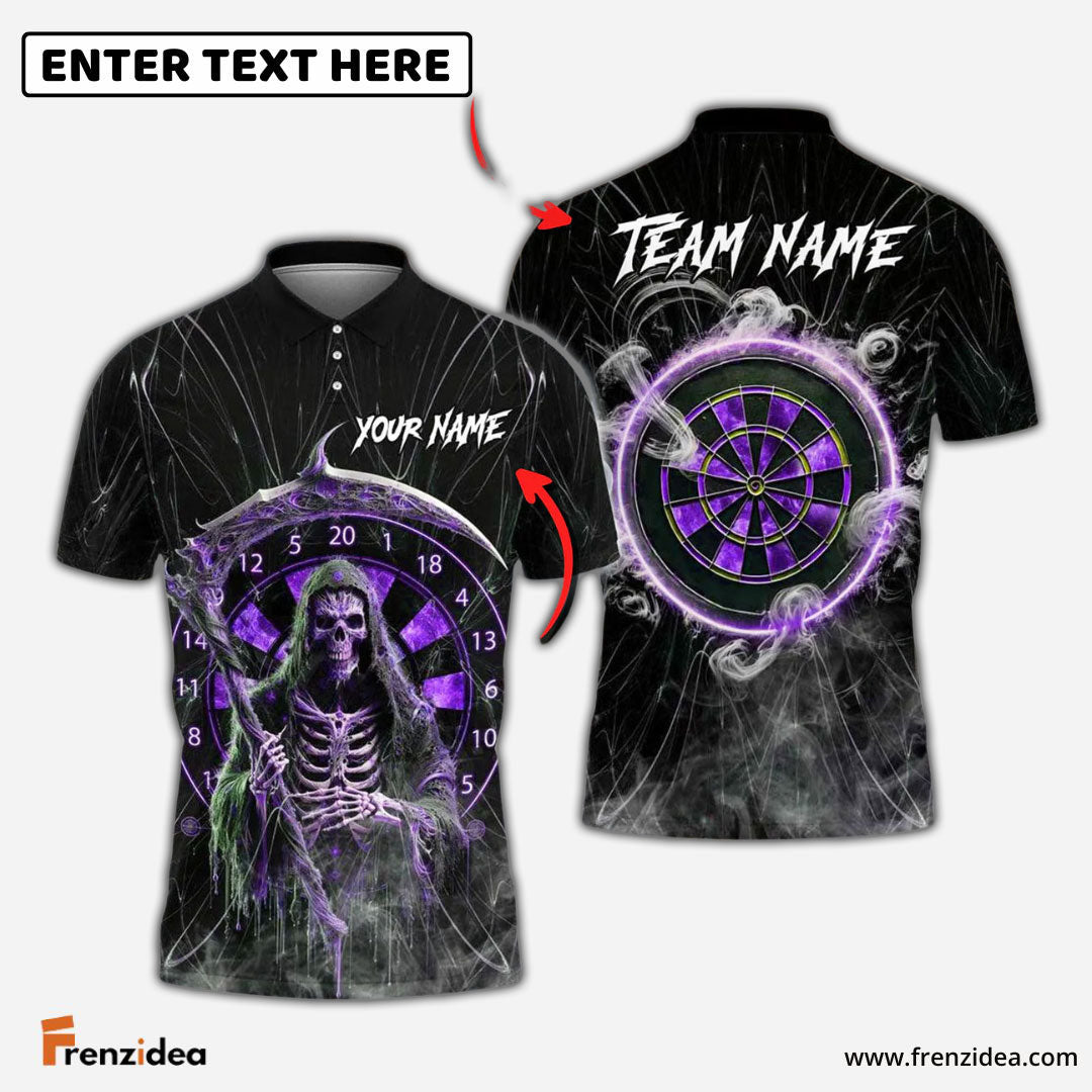 Frenzidea Darts Grim Reaper Smoke Personalized Name, Team Name Shirt (4 Colors)