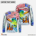 Frenzidea Mahi-mahi Fishing American Flag Beer Custom Name & Team Name 3D Shirts