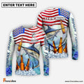 Frenzidea Marlin Fishing American Flag Beer Custom Name & Team Name 3D Shirts