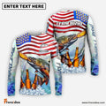 Frenzidea Trout Fishing American Flag Beer Custom Name & Team Name 3D Shirts