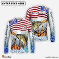 Frenzidea Crappie Fishing American Flag Beer Custom Name & Team Name 3D Shirts