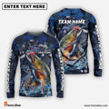 Frenzidea Trout Fishing Dark Blue Camouflage Custom Name & Team Name 3D Shirts