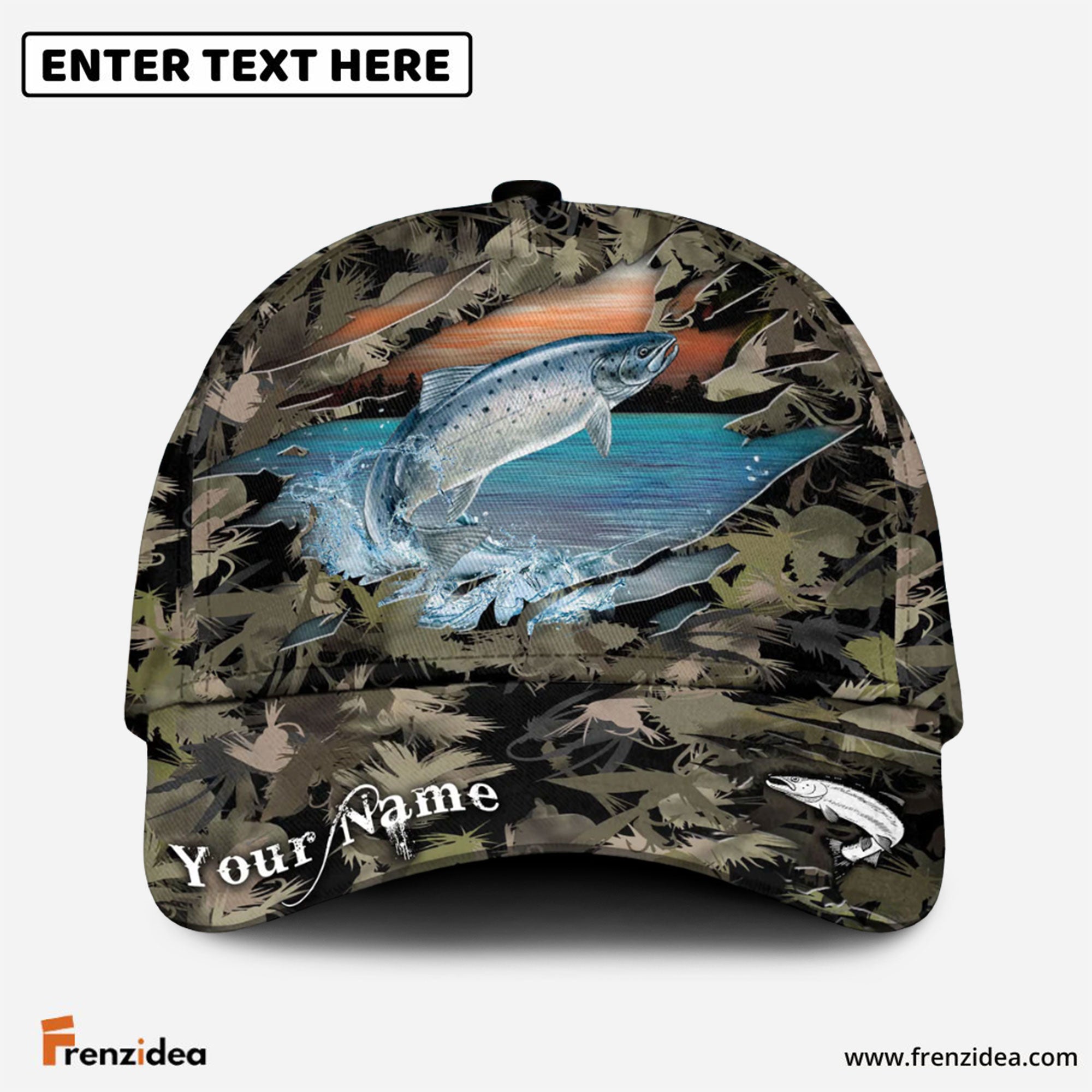 Frenzidea Atlantic Salmon Fishing Lure Camouflage Personalized Cap