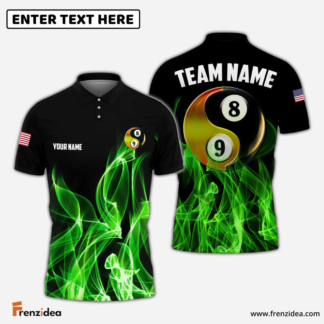 Frenzidea Billiards Ball 8&9 Heavenly Flame Personalized Name, Team Name Unisex Shirt (4 Colors) (s)