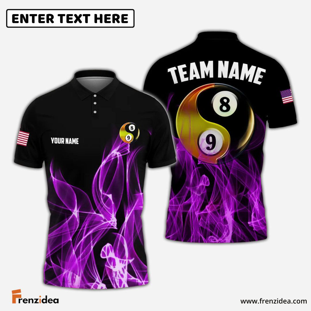 Frenzidea Billiards Ball 8&9 Heavenly Flame Personalized Name, Team Name Unisex Shirt (4 Colors)