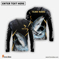 Frenzidea Salmon Fishing Golden With Skinfish Pattern Custom Name & Team Name 3D Shirts