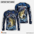 Frenzidea Crappie Fishing Dark Blue Camouflage Custom Name & Team Name 3D Shirts