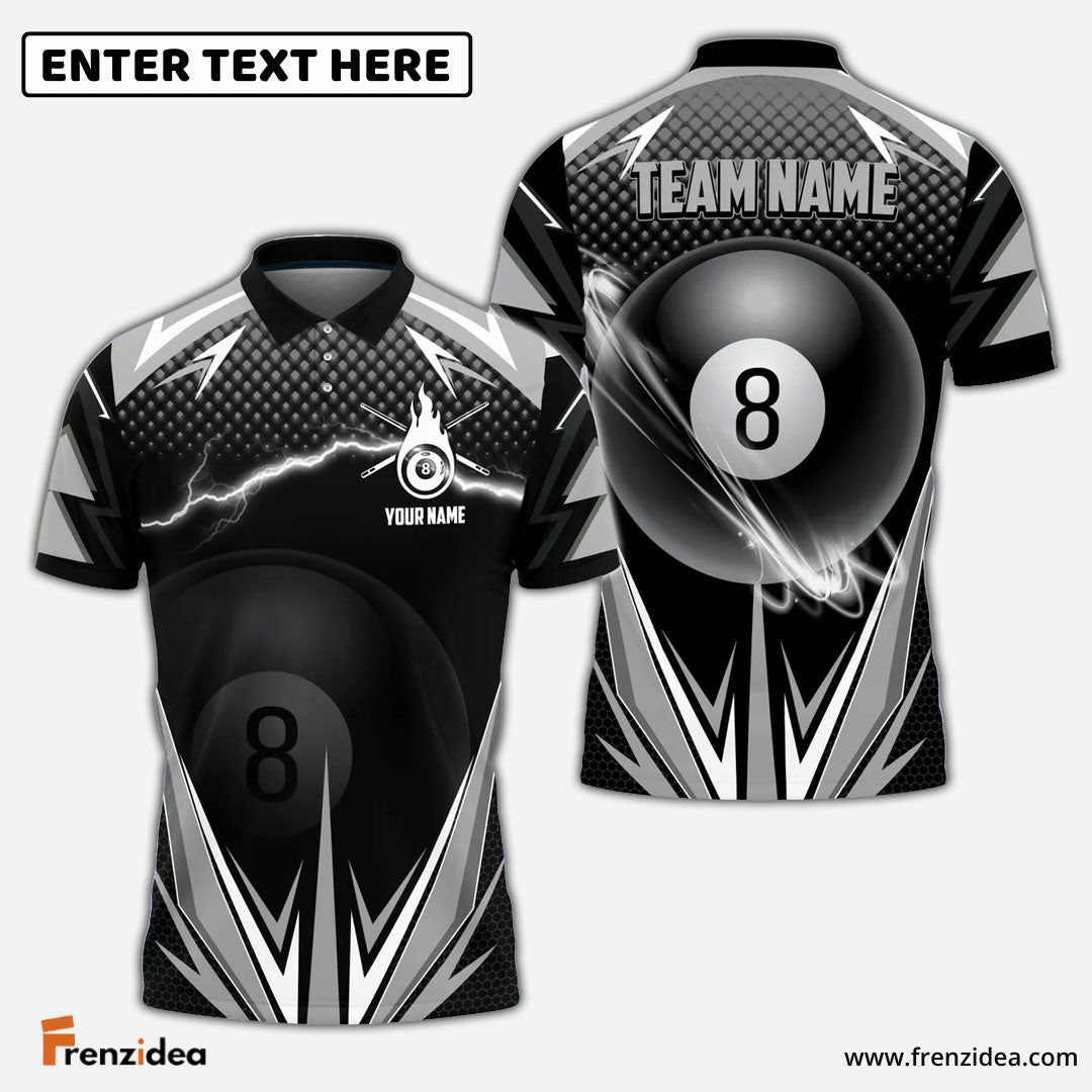 Frenzidea Billiards Gray Personalized Name, Team Name Shirt