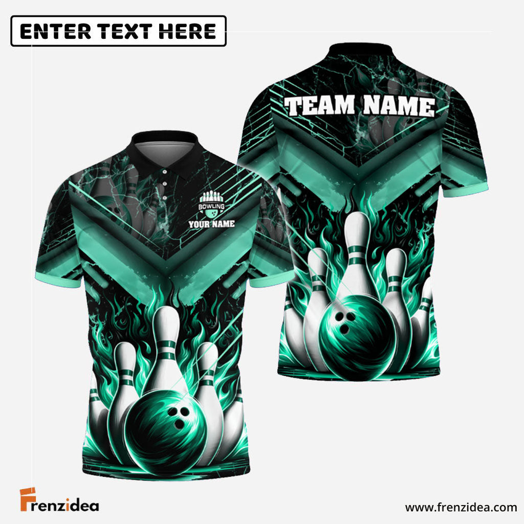 Frenzidea Bowling And Pins Flame From Hell Multicolor Customized Name 3D Shirt ( 4 Colors )