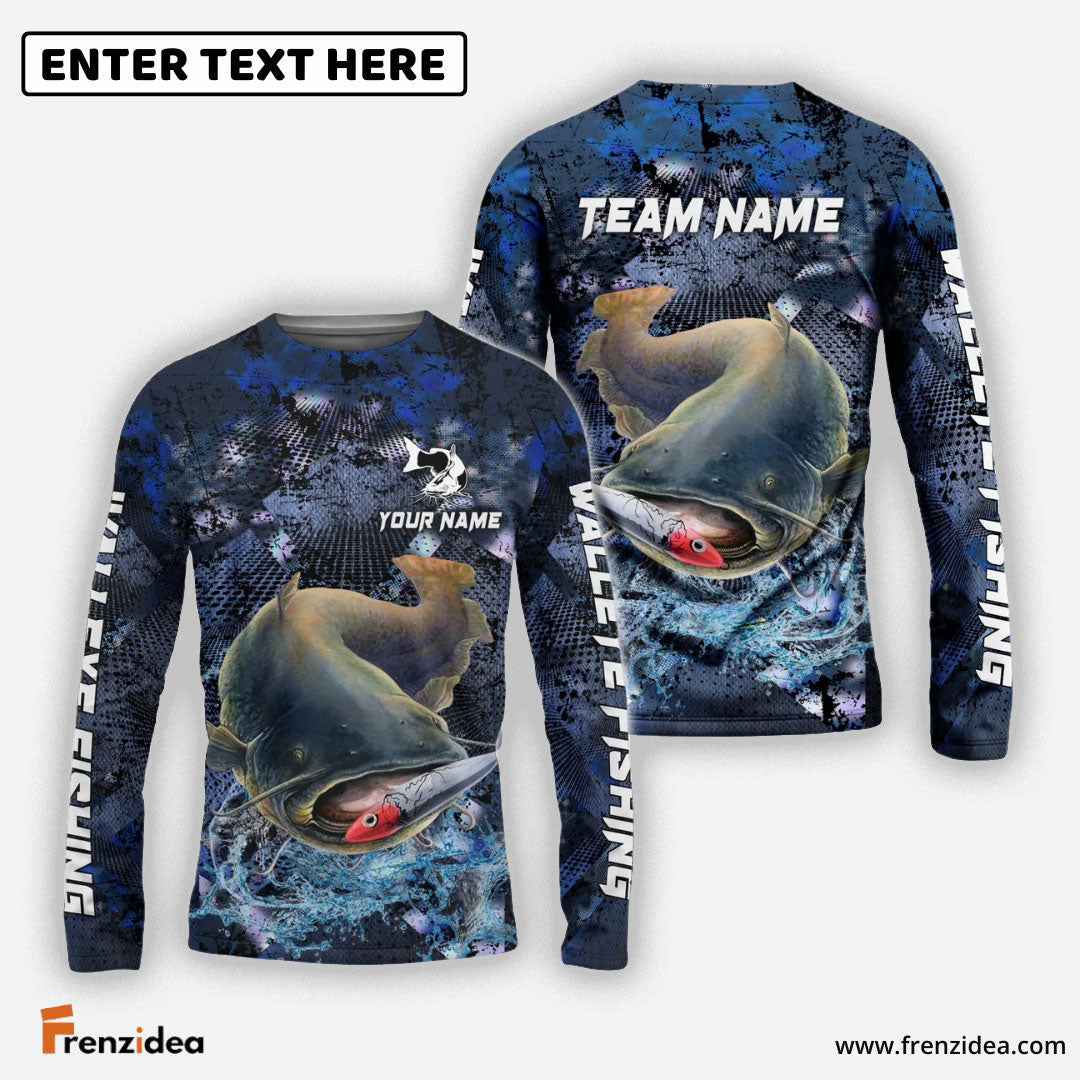 Frenzidea Catfish Fishing Dark Blue Camouflage Custom Name & Team Name 3D Shirts