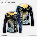 Frenzidea Bass Fishing Golden With Blue Flame Pattern Custom Name & Team Name 3D Shirts