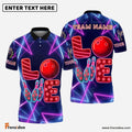 Frenzidea Bowling LOVE With Pins And Ball In Neon Design Customized Name, Team Name 3D Shirt