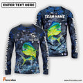 Frenzidea Mahi mahi Fishing Dark Blue Camouflage Custom Name & Team Name 3D Shirts