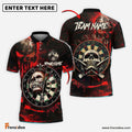 Frenzidea Darts Skull Target Gothic Style Personalized Name, Team Name Shirt (4 Colors)